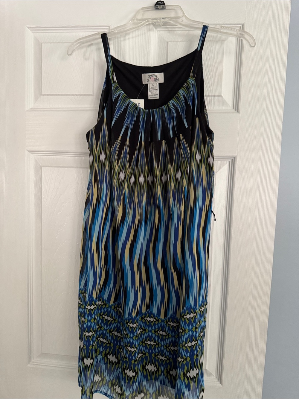 Sweet Storm Blue and Green Patterned Midi Dress